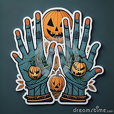 stiker halloween zombies hand zombie hand helloween stiker sticker Stock Photo