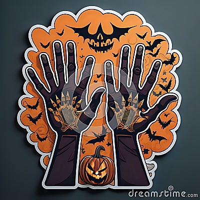 stiker halloween zombies hand zombie hand helloween stiker sticker Stock Photo