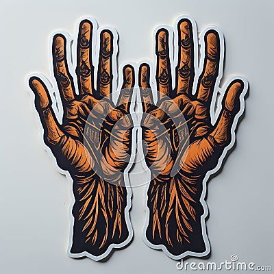 stiker halloween zombies hand zombie hand helloween stiker sticker Stock Photo