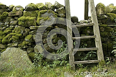 Stile in wall, lake district, uk Stock Photo