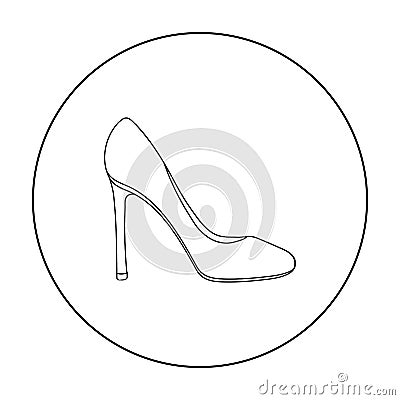 Stiletto icon in outline style isolated on white background. Shoes symbol stock vector illustration. Vector Illustration