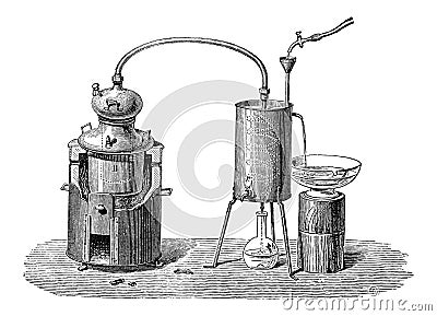 Still or Distillation Apparatus, vintage engraving Vector Illustration