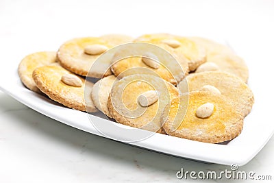 still life of almond buÃ­scuits Stock Photo