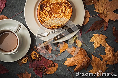 Still life on an autumn theme- breakfast Stock Photo