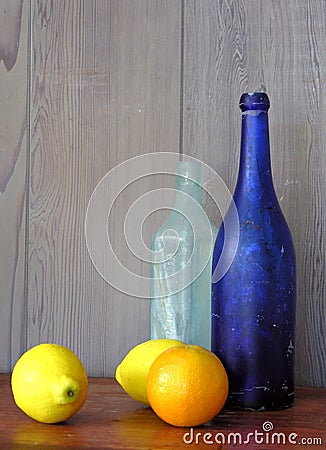 Still life with blue bottle Stock Photo