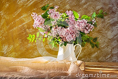 Still Life bouquet lilacs flowers bloom Stock Photo