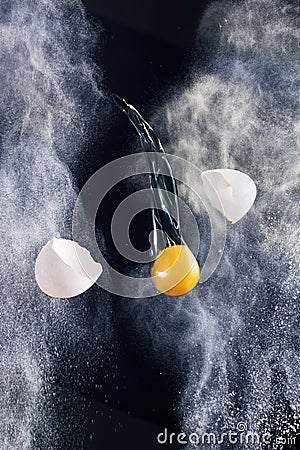 Still life - broken eggs Stock Photo