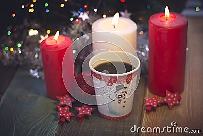 Still life with candles and coffee Stock Photo