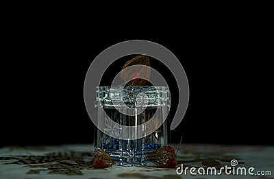 Still life with crystal candy box Stock Photo