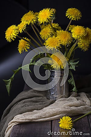 Still life with dandelions Stock Photo