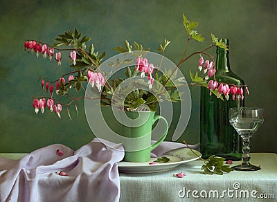 Still life with dicentra Stock Photo