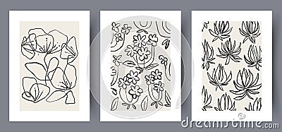 Still life flowers artistic plants wall art print Vector Illustration