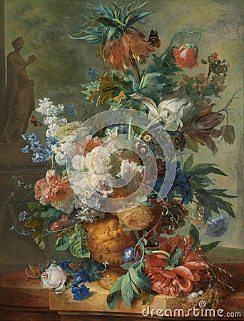 Still Life with Flowers, Jan van Huysum, Rijksmuseum Editorial Stock Photo