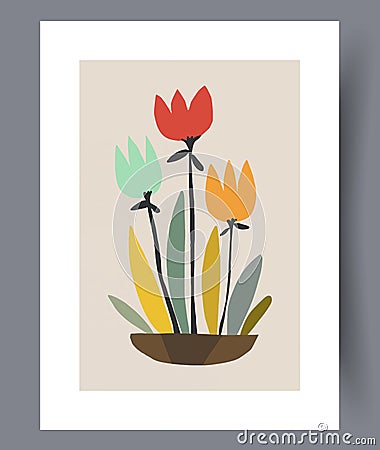 Still life flowers spring flora wall art print Vector Illustration