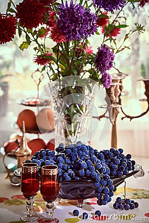 Still Life with Grapes Stock Photo