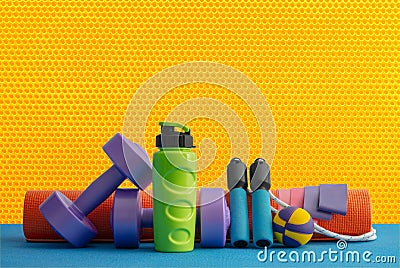 Still life of group sports equipment for womens Stock Photo
