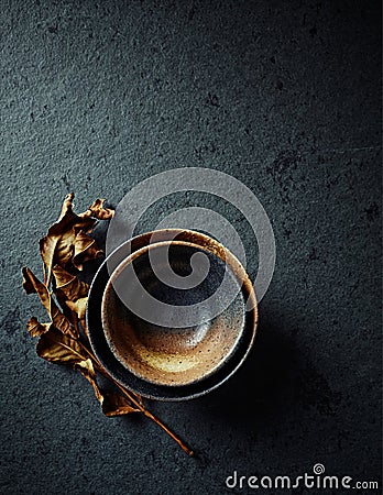 Still life with hand crafted japanese ceramic on stone background Stock Photo