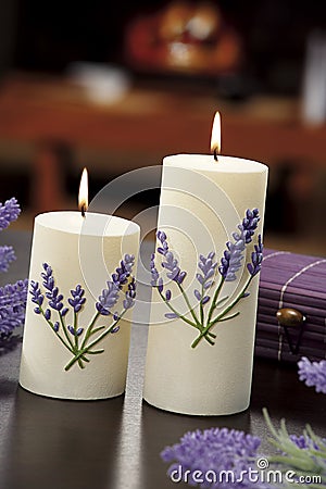Still life of home lighting candles or catalyst lamp Stock Photo