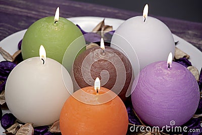 Still life of home lighting candles or catalyst lamp Stock Photo