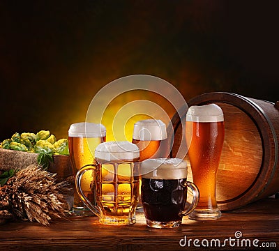 Still Life with a keg of beer Stock Photo