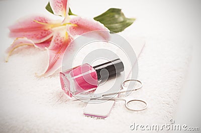 Still life of manicure equipment Stock Photo