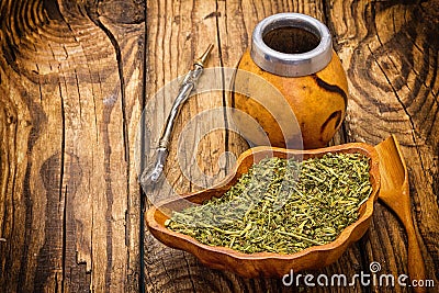 Still life with mate tea accessories Stock Photo