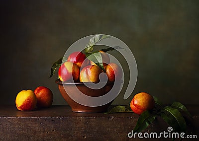 Still life with nectarines Stock Photo