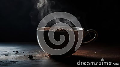 A still life photo of a cup of coffee with steam rising from the top creating a cozy atmosphere created with Generative AI Stock Photo