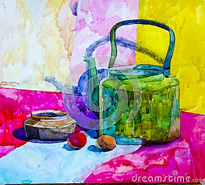 Still life.The picture is written in watercolor. Editorial Stock Photo