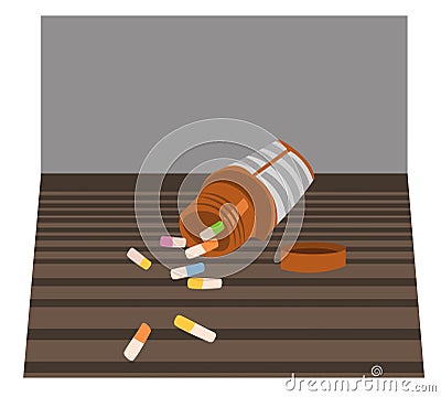 Still-life with pills, vector medical illustration Vector Illustration