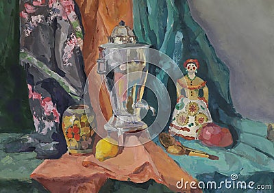 Still life with Russian Samovar Stock Photo