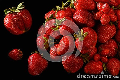 Still life with strawberries on a dark background Stock Photo