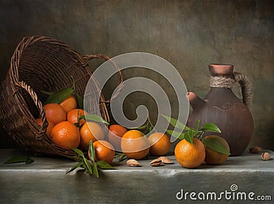 Still life with tangerines Stock Photo