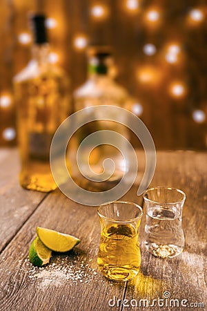 A still life of two shots of tequila Stock Photo