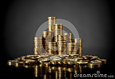Rouleau gold coin Stock Photo