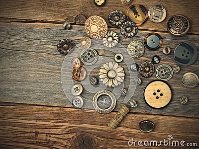 Still life with vintage buttons Stock Photo