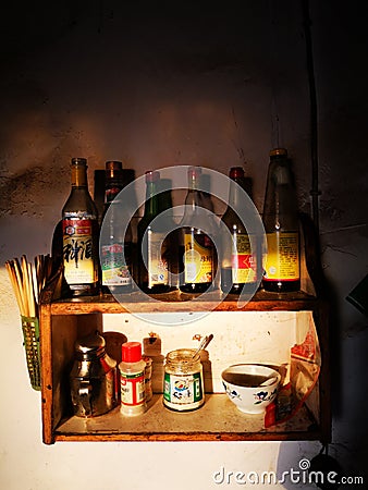 The still objects being covered with sunlit Editorial Stock Photo