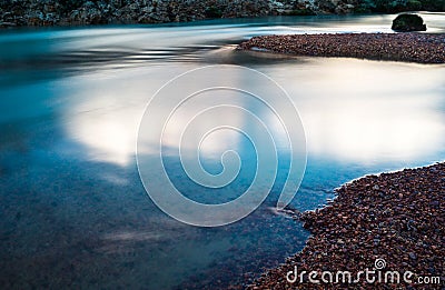 Still water mountain river in the Andes in Peru Stock Photo