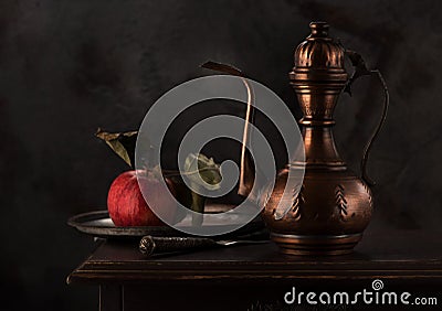 Stilllife with a copper jug kumgan Stock Photo