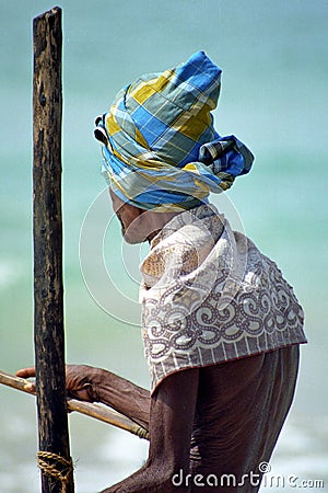 Stilt fisherman, Ahongama, Sri Lanka Editorial Stock Photo