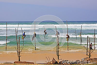 The Stilt Fishermen of Sri Lanka Editorial Stock Photo