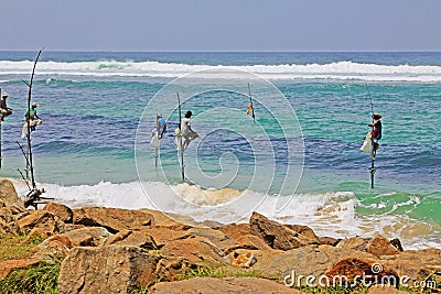 The Stilt Fishermen of Sri Lanka Editorial Stock Photo