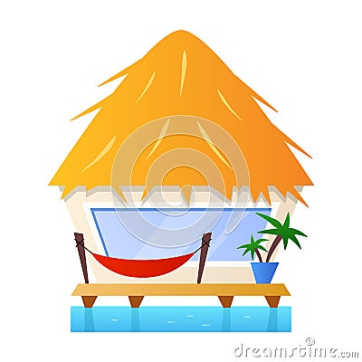 Stilt house - flat design style object on white background Vector Illustration