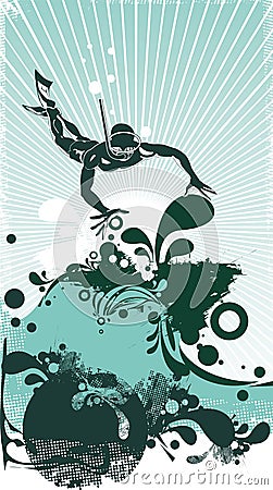 Stilyzed vector scuba diver Vector Illustration