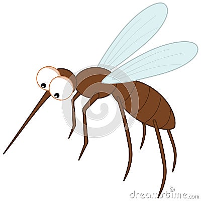 Sting mosquito with big eyes Cartoon Illustration