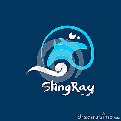 Stingray logo design simple animal vector flat color Vector Illustration