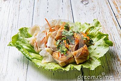 Stinky tofu is a Chinese form of fermented tofu that has a strong odor Stock Photo