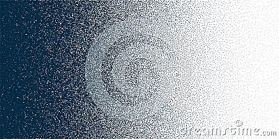 Stipple pattern, dotted geometric background. Stippling, dotwork drawing, shading using dots. Pixel disintegration Vector Illustration