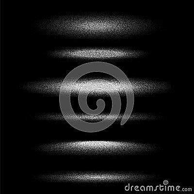 Stipple shadows set, dotted design elements. Fading gradient. Stippling, dotwork drawing, shading using dots. Pixel Vector Illustration