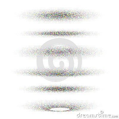 Stipple shadows set, dotted design elements. Fading gradient. Stippling, dotwork drawing, shading using dots. Pixel Vector Illustration